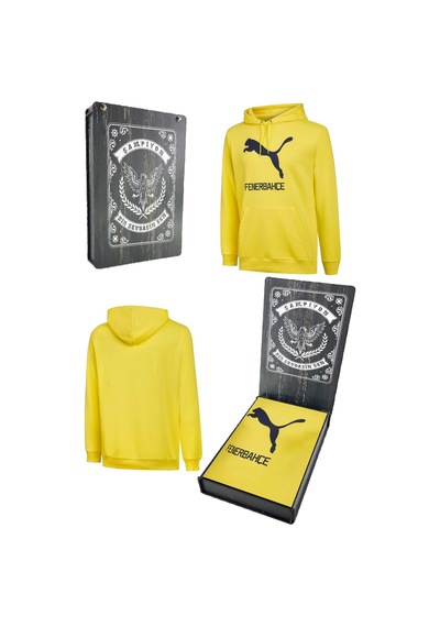 Fenerbahçe Puma Kapüşonlu Sarı Sweat Ahşap Kutulu Sarı