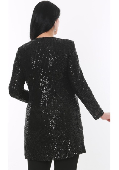 Ladies First Büyük Beden 3786 Siyah Ceket+bluz Takım 001
