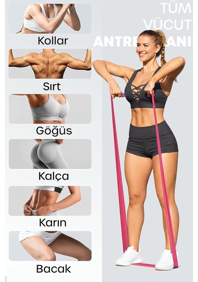 8'li Pilates Direnç Bandı Seti 3 Açık + 5 Kapalı Egzersiz Squat Aerobik İçin Loop Lastik Mix Diğer
