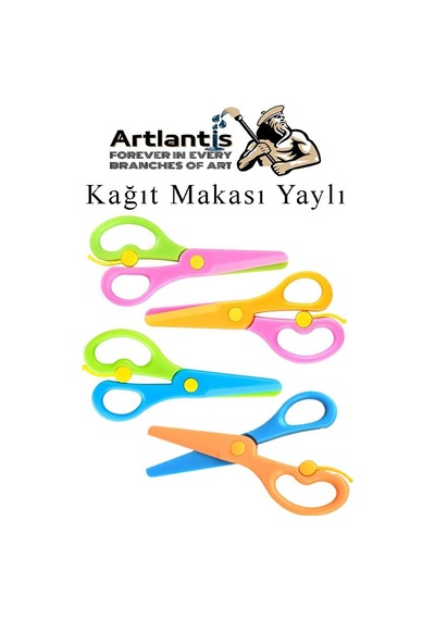 Renkli Kağıt Makası 4 Adet Plastik Yaylı Küt Uç Korumalı Okul Makası Çocuk Makası Okul Öncesi Kreş Ana Sınıfı