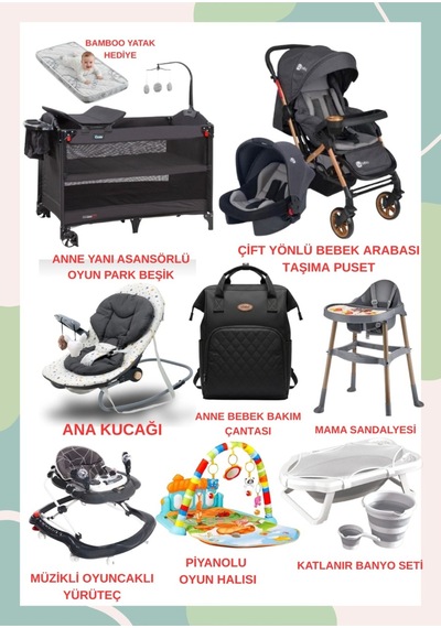 Turhanbebe Bebeğinizin Tüm İhtiyaçları Lüx Bebek Çeyiz Seti Optima Aktif Siyah