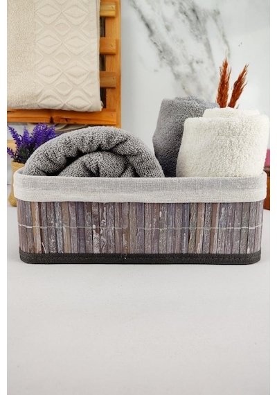 Digithome Bambu Çok Amaçlı Saklama Kutusu Düzenleyici Orta Boy Organizer Gri 29x19x10 Cm - Cl-6006-2