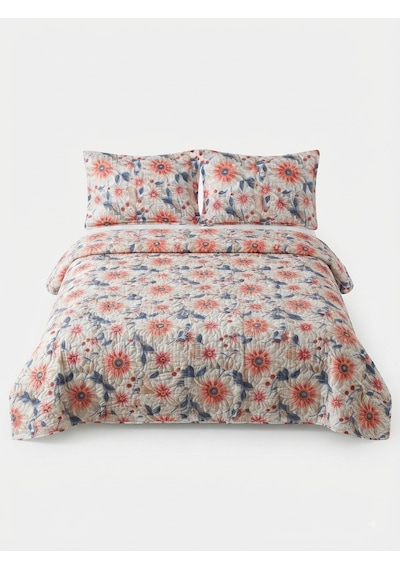 Fugo 5d Baskılı Çift Kişilik Yatak Örtüsü Seti Çiçekli Desen 185x205 Cm + 2 Adet 55x75 Cm Yastık Kılıfı Çok Renkli