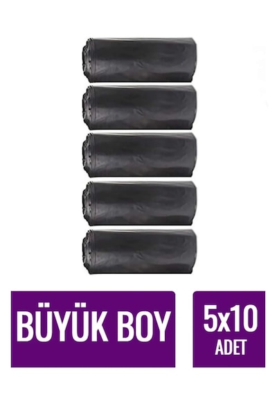 Tbyshop 5 Rulo Çöp Torbası Büyük Boy 10 Lu Kalın 65x80 Büyük Çöp