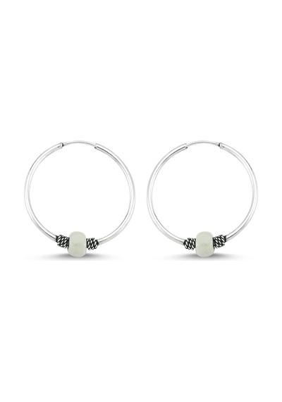 Takı Dükkanı Boncuklu Gümüş Halka Küpe 10 mm wsk09-10