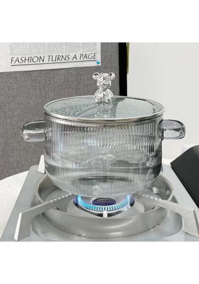 1,5 Litre Borosilikat Isıya Dayanıklı Pinterest Stil Cam Tencere Minimalist Tencere Mutfak Pişirme Şeffaf