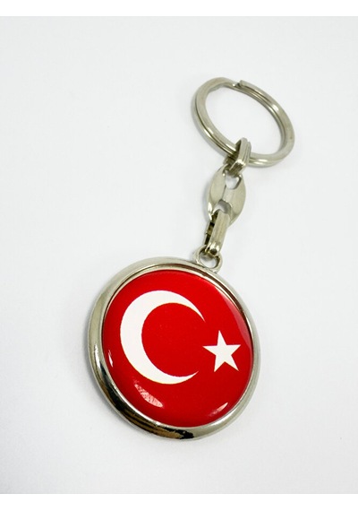 Türk Bayrağı Kırmızı Anahtarlık, Çift Taraflı Bombeli