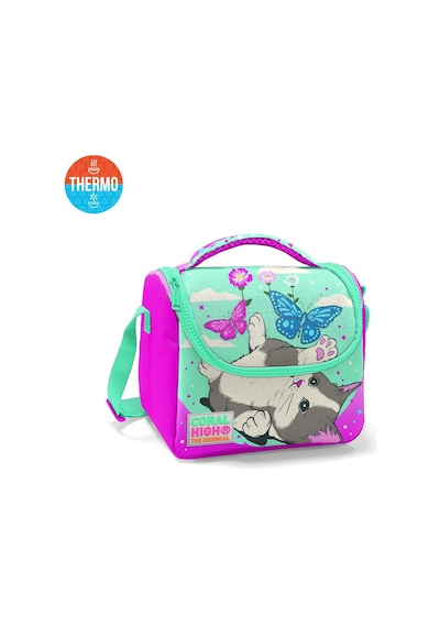 Coral High Kids Su Yeşili Pembe Kedi Desenli Thermo Beslenme Çantası11707