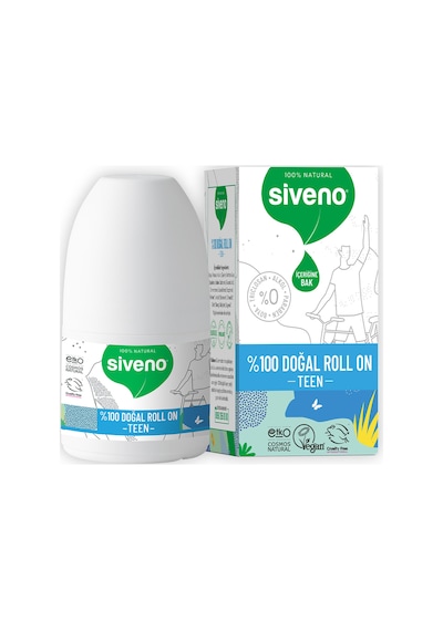 Siveno %100 Doğal Roll-On Teen Blue Genç Erkek Deodorant Ter Kokusu Önleyici Bitkisel Lekesiz Vegan 50 ML