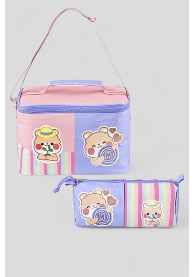 Muggle 2214 İthal Ürün Üst Kalite Unisex Çocuk Üçlü Set İlkokul Sırt Çantası Lila