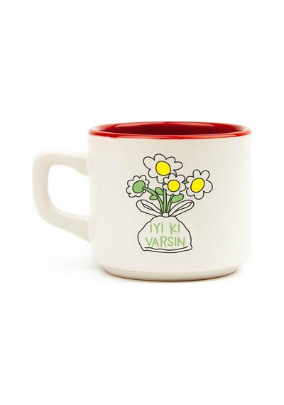 İyi Ki Varsın Papatya Buketi Beyaz Venüs Kupa - Hediyelik Kupa Fincan Mug Tek Renk