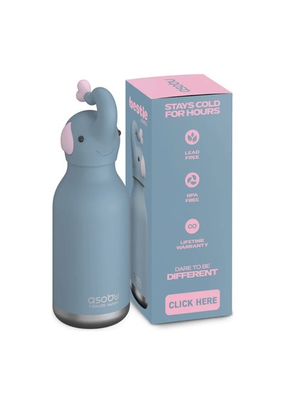 Asobu Bestie Bottle - Elephant Yalıtımlı Paslanmaz Çelik Su Şişesi, Pipetli, 460ml Çok Renkli