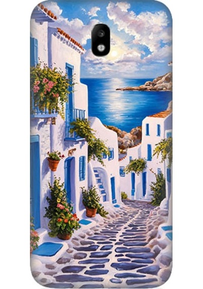 Samsung Galaxy J3 Pro Uyumlu Beyaz Sokak Desenli Silikon Kılıf