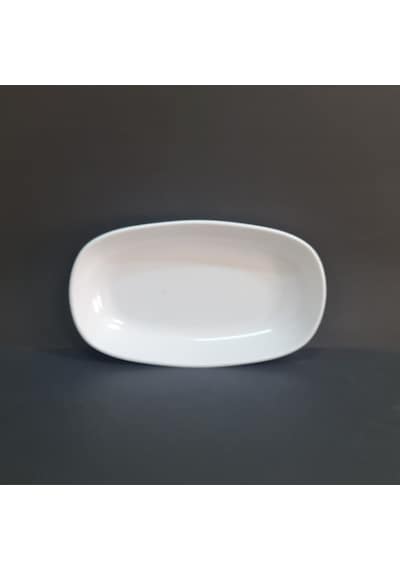 2 Adet Standart Melamin Kayık Tabak Orta Salata Tabağı 18x11 Cm - Beyaz Beyaz