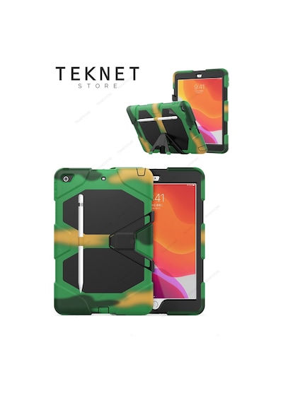 Apple Uyumlu iPad 5. 6. Nesil 2017 2018 9.7" Inc Kılıfı Defender Tank Zırh Silikon Kılıf Ekran Koruyuculu Kamuflaj Apple Uyumlu iPad 5. 6. Nesil 2017 2018 9.7" Inc Kılıfı Defender Tank Zırh Silikon Kılıf Ekran Koruyuculu Kamuflaj