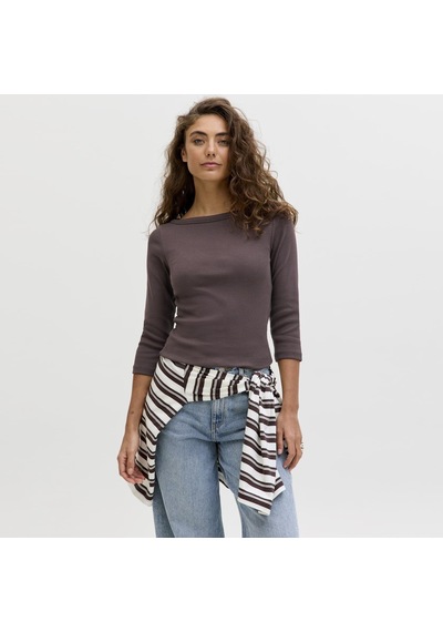 Jack & Jones Kadin Kayik Yaka Strech Fit Tisort - Fifi - 12272119 Çok Renkli