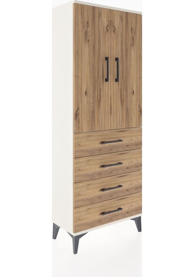Arges Dolap 3 Raflı 4 Çekmeceli 2 Kapaklı 60x30x163 Aytaşı-çam Aytaşı