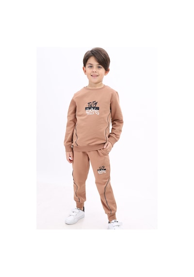 Toontoy Erkek Çocuk Baskılı Eşofman Takım Kahverengi