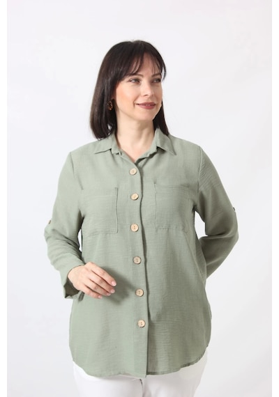 Moda Berray Myb-077 Mint Yeşili Pamuk Keten Kolu Apoletli İki Cepli Kadın Büyük Beden Gömlek Mint Yeşili Moda Berray Myb-077 Mint Yeşili Pamuk Keten Kolu Apoletli İki Cepli Kadın Büyük Beden Gömlek Mint Yeşili