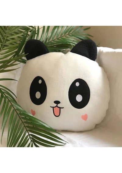 Peluş Panda Tasarımlı Yastık Beyaz
