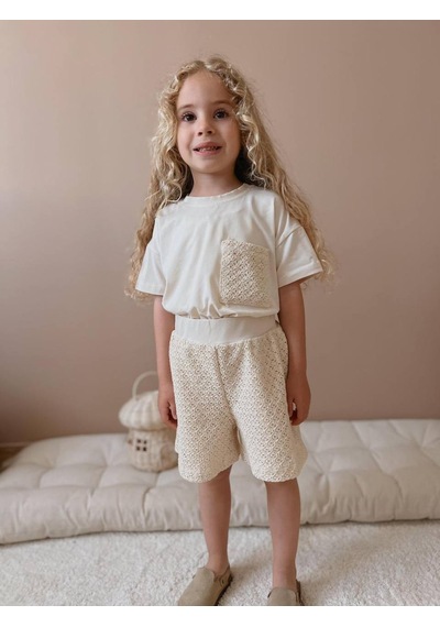 Jolly Kids Kız Çocuk Krem Dantelli Şortlu Takım Krem