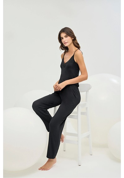 U.S. Polo Assn. 16596 Kadın İnce Askılı Pijama Takım Siyah