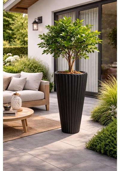Omnipazar So-lvt1 Lilyum Vazo Saksı Takımı İç Kovalı 54 Litre No:1 Siyah