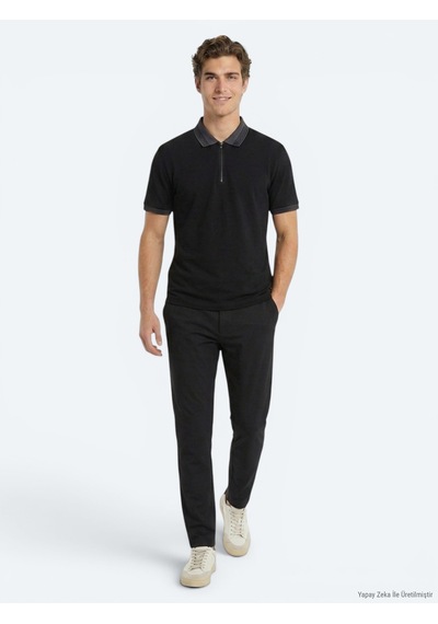 Kip Siyah Düz %100 Pamuk T-shirt siyah black