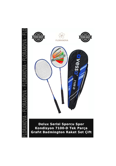 Delux Serisi Sporcu Spor Kondisyon 7100-d Tek Parça Grafıt Badmington Raket Set Çift
