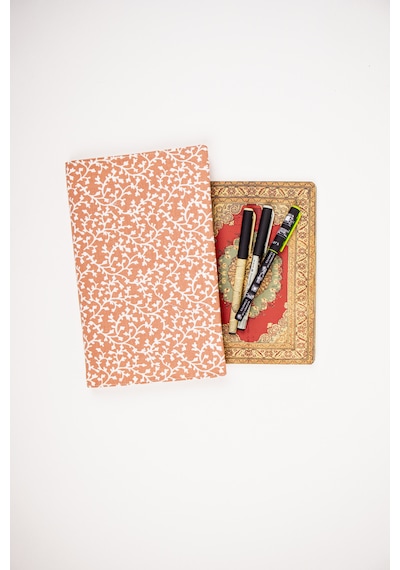 Kitap Kılıfı Kumaş Kitap Koruyucu A5 Defter Ve Kitap Uyumlu Turuncu/desenli