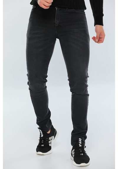 Erkek Füme Slim Fit Likralı Kot Jean Pantolon 2280-Füme