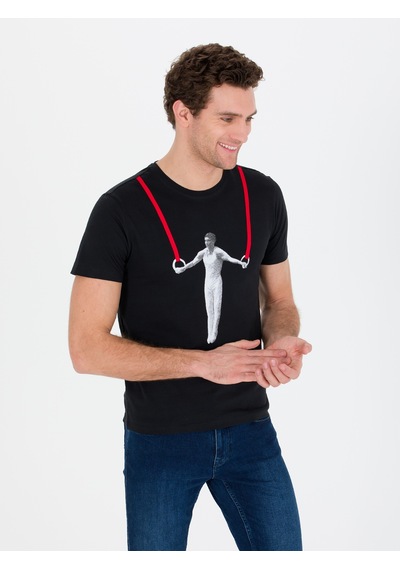 Siyah Bisiklet Yaka Slim Fit T-shirt