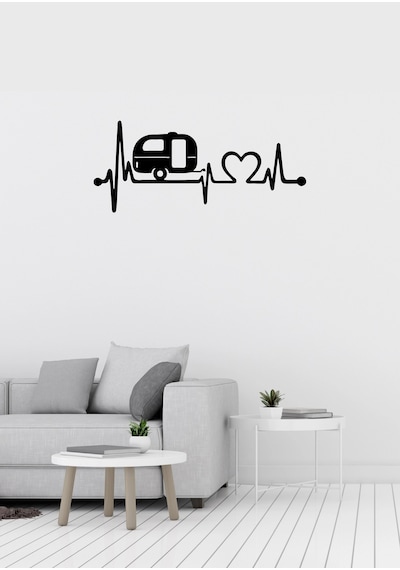 Kalp Atışı Kalp Karavan Desenli Dekoratif Metal Duvar Süsü