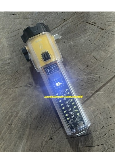 Kl Pro F-37 Şarjlı El Fener Kamp Feneri Çakmak Alarm Çekiç Çakar Optik Zoom 10ın1 Sarı