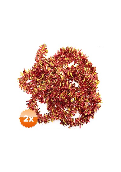 2 Adet Kırmızı Altın Renk 4 Cm Genişlik Garland Çift Renk Sim Süs 180 Cm