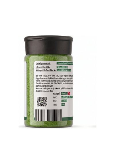 Organik Ispanak Tozu 50g Organic Spinach Powder
