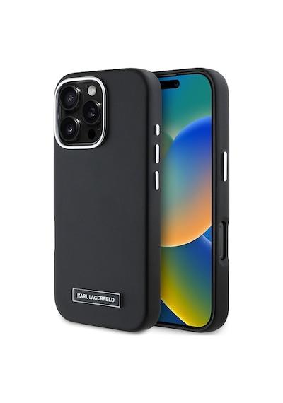 Apple Uyumlu iPhone  16 Pro Max Kılıf Karl Lagerfeld Lisans Magsafe Özellik Metal Kamera Ve Buton Tasarım Pu Deri