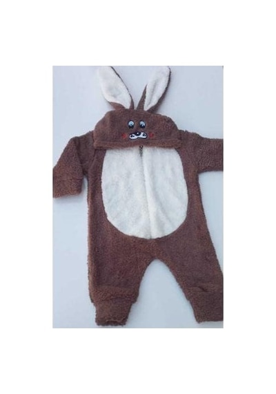 Flower Minik Tavşan Peluş/yünlü Bebek Tulum Bej - Çok Renkli