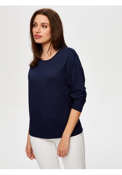 Yuvarlak Yaka Uzun Kol T-shirt B00019-1 B00019-120 Lacivert