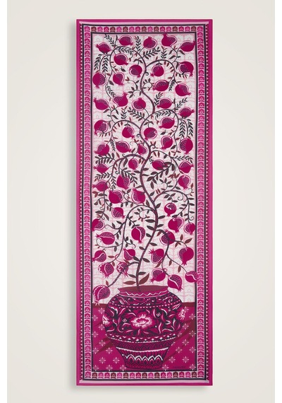 İmannooor Çift Saksı Gri Pamuk Şal 70x210 Fuschsia