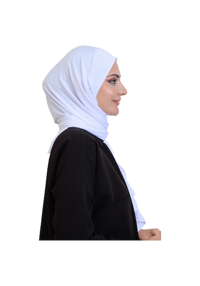 Modish Group Penye Boyun Kapamalı Şal Başörtü Hazır Giyim Turban Esnek Jersey Şal Beyaz