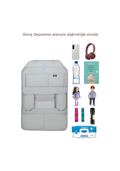 Bod Oto Koltuk Arkası Deri Eşya Düzenleyici Araç İçi Organizer 1 Adet-Gri