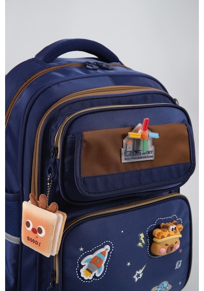 Ççs Kids Premium Okul Çanta Seti 3'lü İlkokul Ortaokul Sırt Çantası Termal Beslenme Çantası Kalemlik Lacivert-kahverengi 52016
