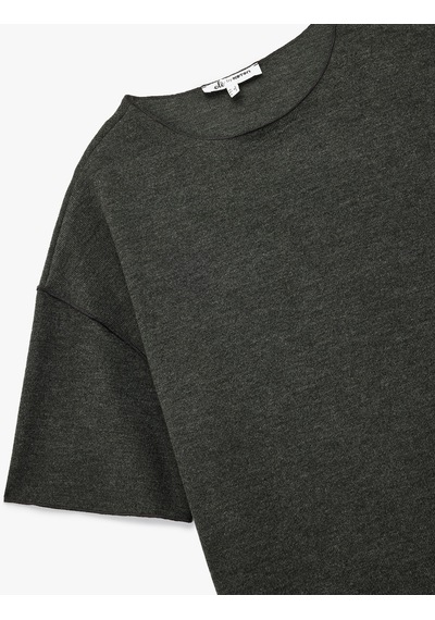 Koton Kısa Kollu Bisiklet Yaka Basic Oversize Tişört Antrasit 6wal10190ık Antrasit