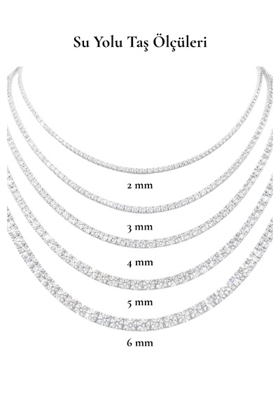 Su Yolu Kolye Döküm Pırlanta Işçiliği Dönme Yapmayan 4mm 45cm 001 - Beyaz