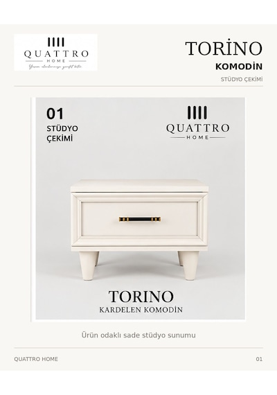 Torıno Komodin Çekmeceli Beyaz