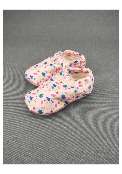 Loove Bebe Bebek Patik Ev Kreş Ayakkabısı Lastikli Ergonomik Tasarım Desenli Açık Pembe
