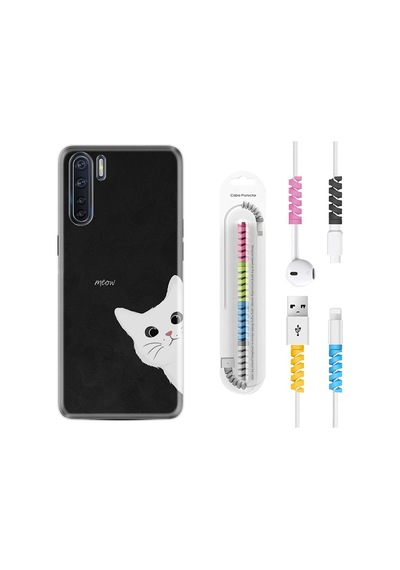 Oppo A91 Kılıf Kablo Koruyuculu Çılgın Kedi 1895
