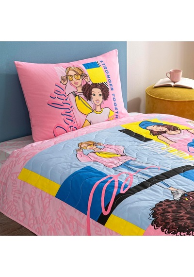 Barbie Bright Standart Pamuk Nevresim Takımı, Pembe, Tek Kişilik Çok renkli