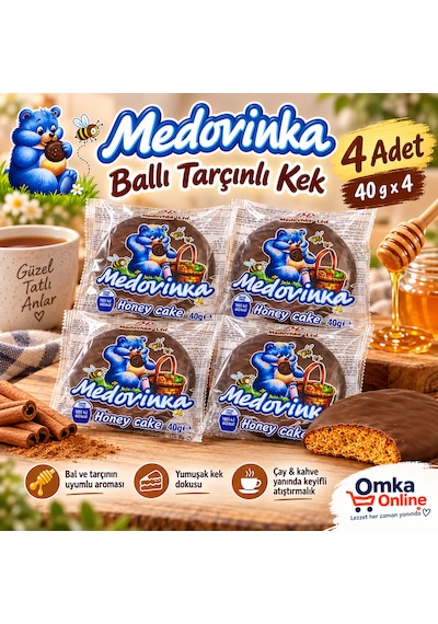 Medenka Ballı Tarçınlı Çikolata Kaplı Kek 40 G X 4 Adet Bulgaristan Atıştırmalığı